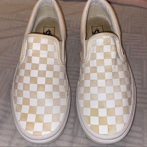 Gold/ white checkered Vans